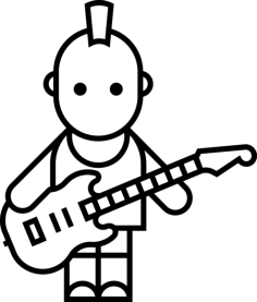 Punk Guitarist Sticker Svg Vector, Free Vectors File